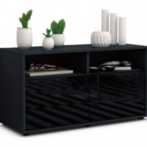 Lowboard Alegra | Korpus Anthrazit | Front in Hochglanz Schwarz | 92x49x35cm (BxHxT)