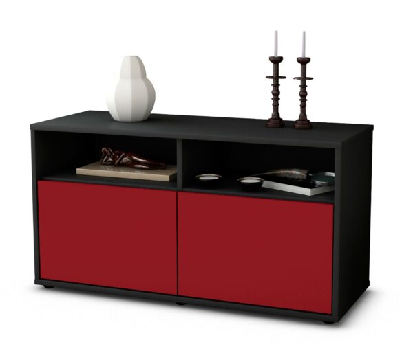 Lowboard Alegra | Korpus Anthrazit | Front in Bordeaux | 92x49x35cm (BxHxT)