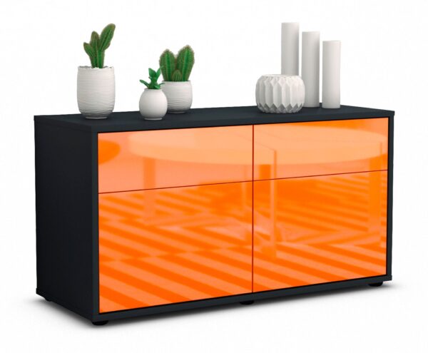 Lowboard Alena | Korpus Anthrazit | Front in Hochglanz Orange | 92x49x35cm (BxHxT)