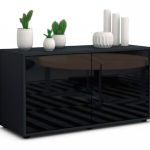 Lowboard Alena | Korpus Anthrazit | Front in Hochglanz Schwarz | 92x49x35cm (BxHxT)