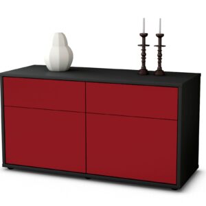 Lowboard Alena | Korpus Anthrazit | Front in Bordeaux | 92x49x35cm (BxHxT)