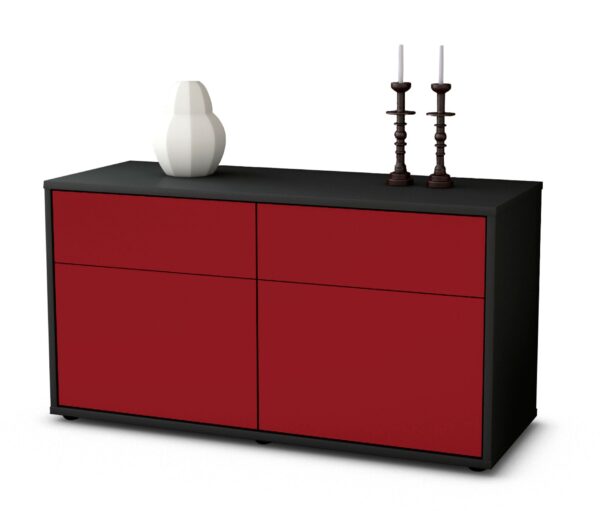 Lowboard Alena | Korpus Anthrazit | Front in Bordeaux | 92x49x35cm (BxHxT)