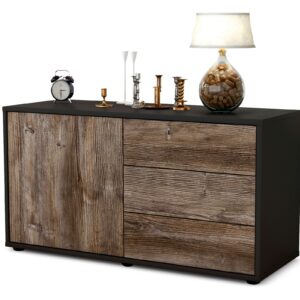 Lowboard Alessandra | Korpus Anthrazit | Front in Treibholz Holz Optik | 92x49x35cm (BxHxT)