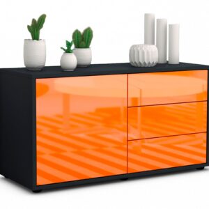 Lowboard Alessandra | Korpus Anthrazit | Front in Hochglanz Orange | 92x49x35cm (BxHxT)