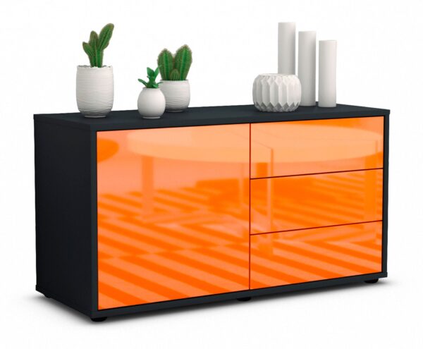 Lowboard Alessandra | Korpus Anthrazit | Front in Hochglanz Orange | 92x49x35cm (BxHxT)