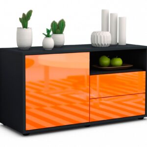 Lowboard Alessia | Korpus Anthrazit | Front in Hochglanz Orange | 92x49x35cm (BxHxT)