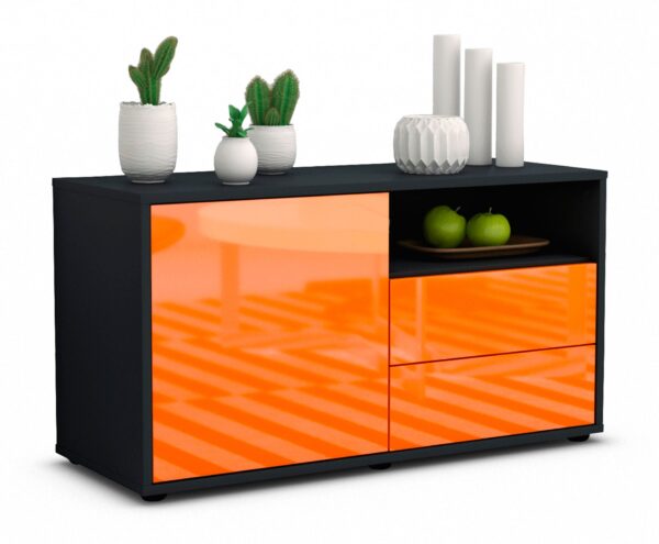 Lowboard Alessia | Korpus Anthrazit | Front in Hochglanz Orange | 92x49x35cm (BxHxT)