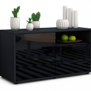 Lowboard Alessia | Korpus Anthrazit | Front in Hochglanz Schwarz | 92x49x35cm (BxHxT)