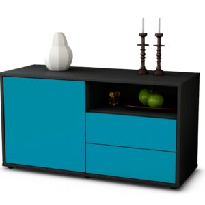 Lowboard Alessia | Korpus Anthrazit | Front in Türkis | 92x49x35cm (BxHxT)