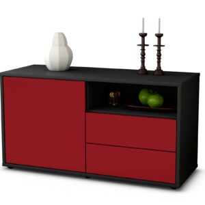 Lowboard Alessia | Korpus Anthrazit | Front in Bordeaux | 92x49x35cm (BxHxT)
