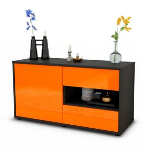 Lowboard Aleyna | Korpus Anthrazit | Front in Hochglanz Orange | 92x49x35cm (BxHxT)