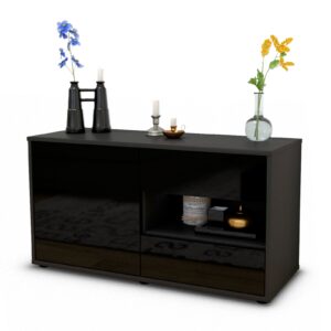 Lowboard Aleyna | Korpus Anthrazit | Front in Hochglanz Schwarz | 92x49x35cm (BxHxT)