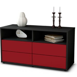 Lowboard Alia | Korpus Anthrazit | Front in Bordeaux | 92x49x35cm (BxHxT)