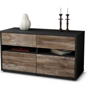 Lowboard Alice | Korpus Anthrazit | Front in Treibholz Holz Optik | 92x49x35cm (BxHxT)