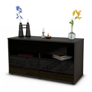 Lowboard Alice | Korpus Anthrazit | Front in Hochglanz Schwarz | 92x49x35cm (BxHxT)