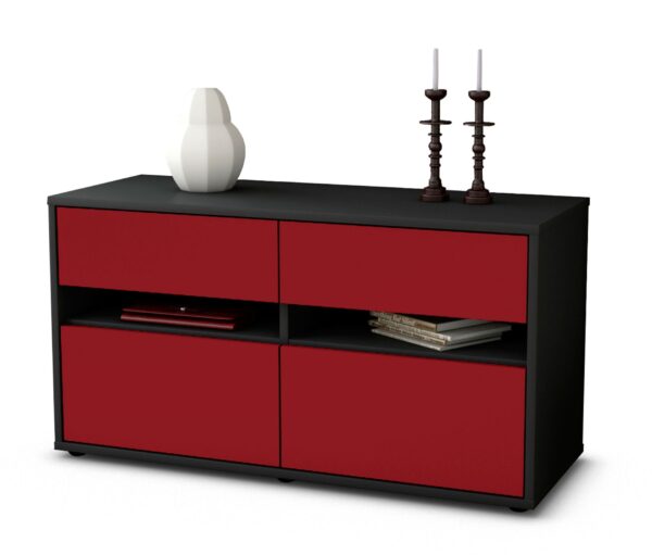 Lowboard Alice | Korpus Anthrazit | Front in Bordeaux | 92x49x35cm (BxHxT)