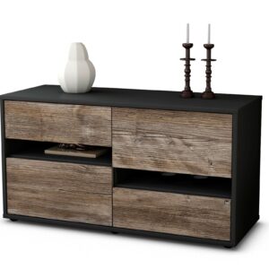 Lowboard Alina | Korpus Anthrazit | Front in Treibholz Holz Optik | 92x49x35cm (BxHxT)