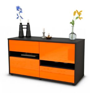 Lowboard Alina | Korpus Anthrazit | Front in Hochglanz Orange | 92x49x35cm (BxHxT)