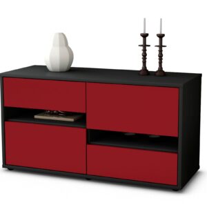 Lowboard Alina | Korpus Anthrazit | Front in Bordeaux | 92x49x35cm (BxHxT)