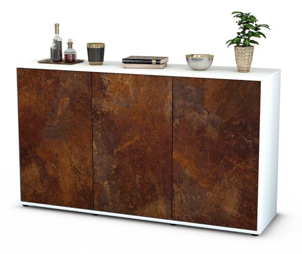 Sideboard Delia | Korpus Weiß | Front in Rost Optik | 136x79x35cm (BxHxT)