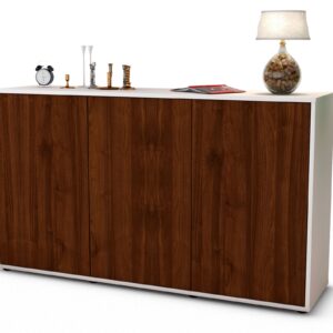 Sideboard Delia | Korpus Weiß | Front in Walnuss Holz Optik | 136x79x35cm (BxHxT)