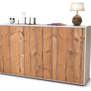 Sideboard Delia | Korpus Weiß | Front in Pinie Holz Optik | 136x79x35cm (BxHxT)