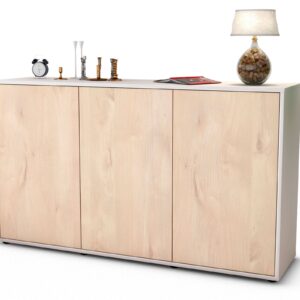 Sideboard Delia | Korpus Weiß | Front in Zeder Holz Optik | 136x79x35cm (BxHxT)