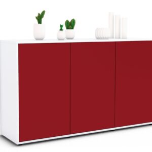 Sideboard Delia | Korpus Weiß | Front in Bordeaux | 136x79x35cm (BxHxT)