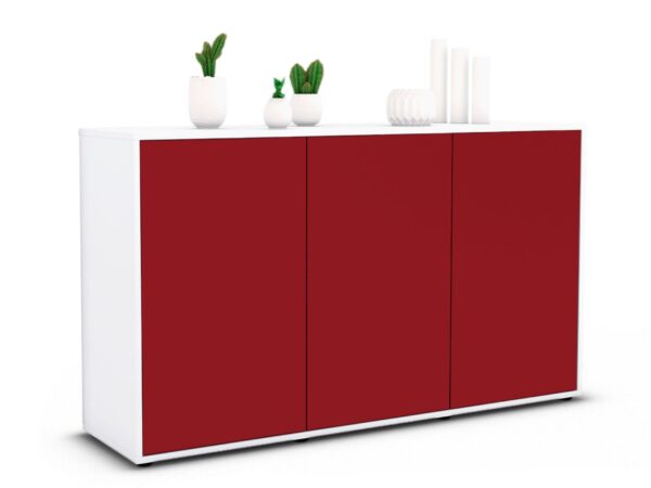 Sideboard Delia | Korpus Weiß | Front in Bordeaux | 136x79x35cm (BxHxT)