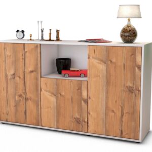 Sideboard Demetria | Korpus Weiß | Front in Pinie Holz Optik | 136x79x35cm (BxHxT)