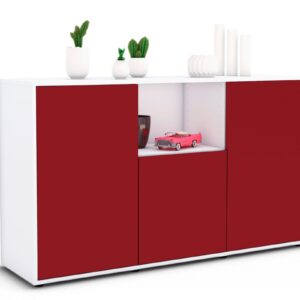 Sideboard Demetria | Korpus Weiß | Front in Bordeaux | 136x79x35cm (BxHxT)
