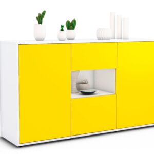 Sideboard Denise | Korpus Weiß | Front in Gelb | 136x79x35cm (BxHxT)