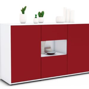 Sideboard Denise | Korpus Weiß | Front in Bordeaux | 136x79x35cm (BxHxT)