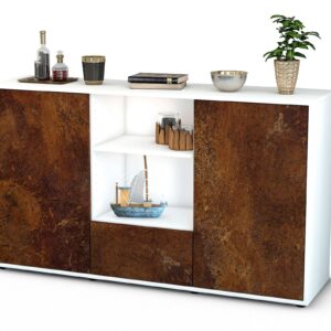 Sideboard Desideria | Korpus Weiß | Front in Rost Optik | 136x79x35cm (BxHxT)