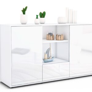 Sideboard Desideria | Korpus Weiß | Front in Hochglanz Weiß | 136x79x35cm (BxHxT)