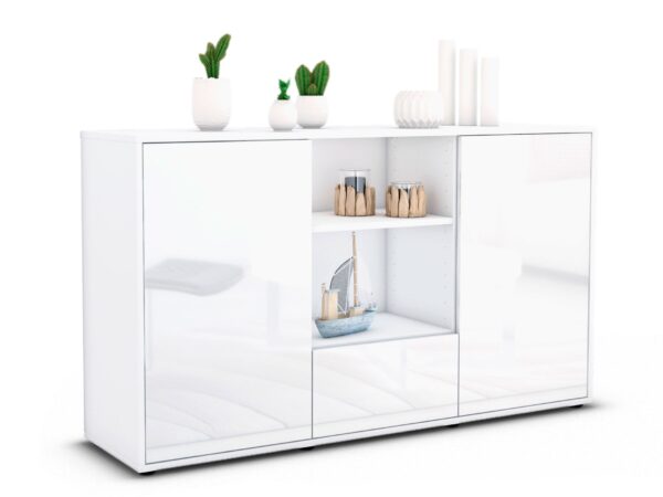 Sideboard Desideria | Korpus Weiß | Front in Hochglanz Weiß | 136x79x35cm (BxHxT)