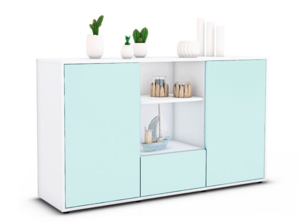 Sideboard Desideria | Korpus Weiß | Front in Mint | 136x79x35cm (BxHxT)