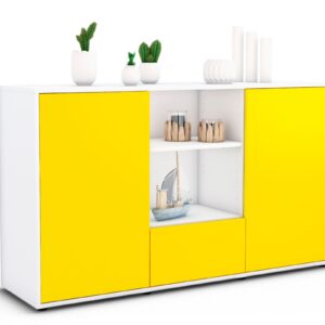 Sideboard Desideria | Korpus Weiß | Front in Gelb | 136x79x35cm (BxHxT)