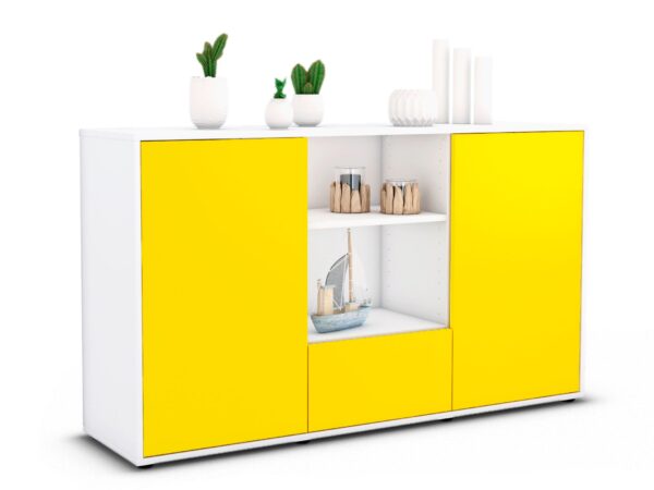 Sideboard Desideria | Korpus Weiß | Front in Gelb | 136x79x35cm (BxHxT)