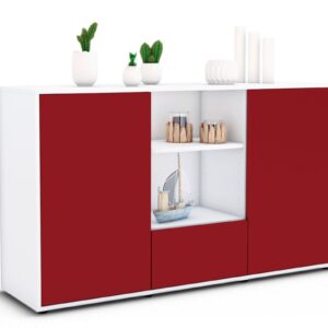 Sideboard Desideria | Korpus Weiß | Front in Bordeaux | 136x79x35cm (BxHxT)