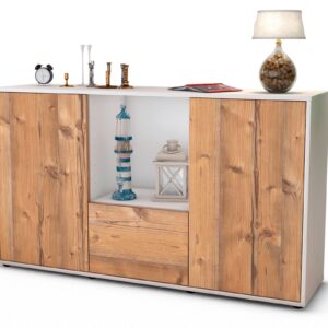 Sideboard Dhonna | Korpus Weiß | Front in Pinie Holz Optik | 136x79x35cm (BxHxT)