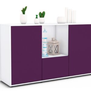 Sideboard Dhonna | Korpus Weiß | Front in Lila | 136x79x35cm (BxHxT)