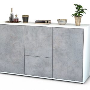 Sideboard Diana | Korpus Weiß | Front in Beton Optik | 136x79x35cm (BxHxT)