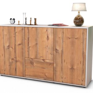 Sideboard Diana | Korpus Weiß | Front in Pinie Holz Optik | 136x79x35cm (BxHxT)