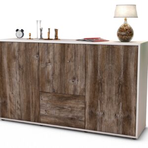 Sideboard Diana | Korpus Weiß | Front in Treibholz Holz Optik | 136x79x35cm (BxHxT)