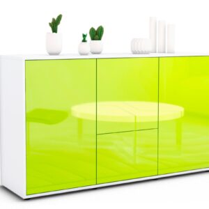 Sideboard Diana | Korpus Weiß | Front in Hochglanz Grün | 136x79x35cm (BxHxT)