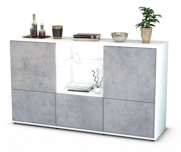 Sideboard Diellza, Beton (136x79x35cm)