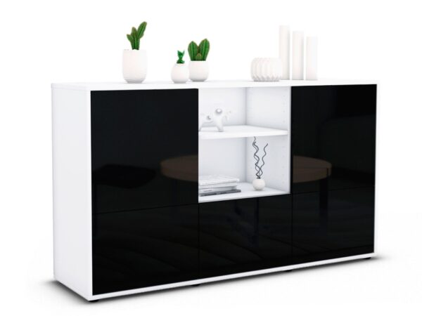 Sideboard Diellza, Schwarz (136x79x35cm)
