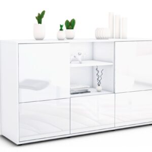 Sideboard Diellza | Korpus Weiß | Front in Hochglanz Weiß | 136x79x35cm (BxHxT)
