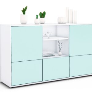 Sideboard Diellza | Korpus Weiß | Front in Mint | 136x79x35cm (BxHxT)